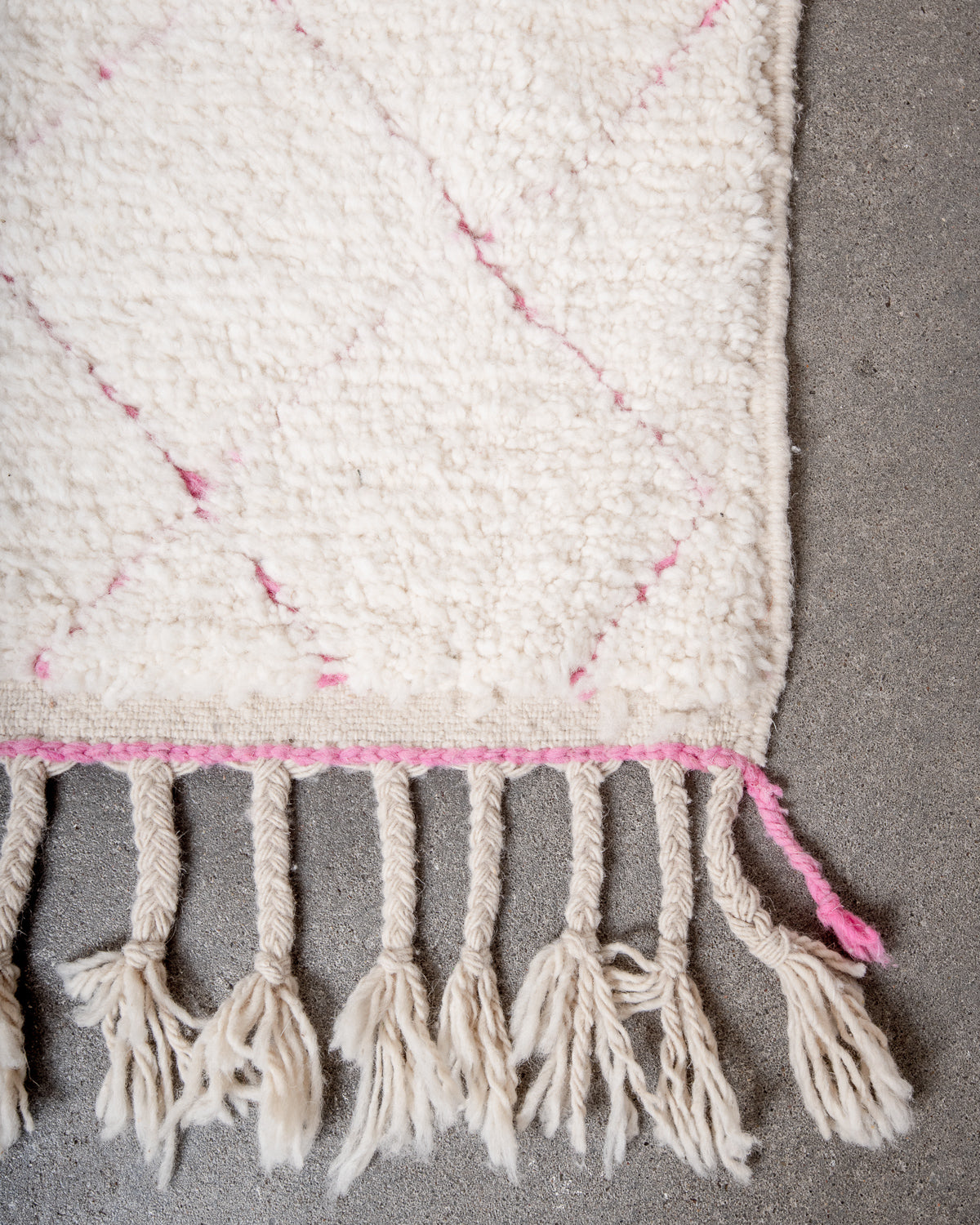 Modern, designer, handcrafted Berber rug from Morocco. Beniourain carpet with beautiful colours and patterns and fluffy wool texture.